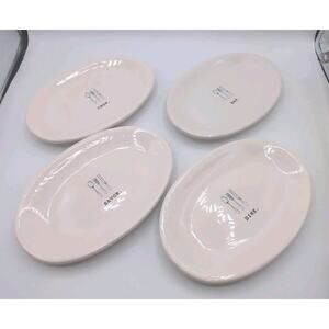 Rae Dunn Set Of 4 OVAL Appetizer Plates "Chow" "Eat" "Dine" "Savor"